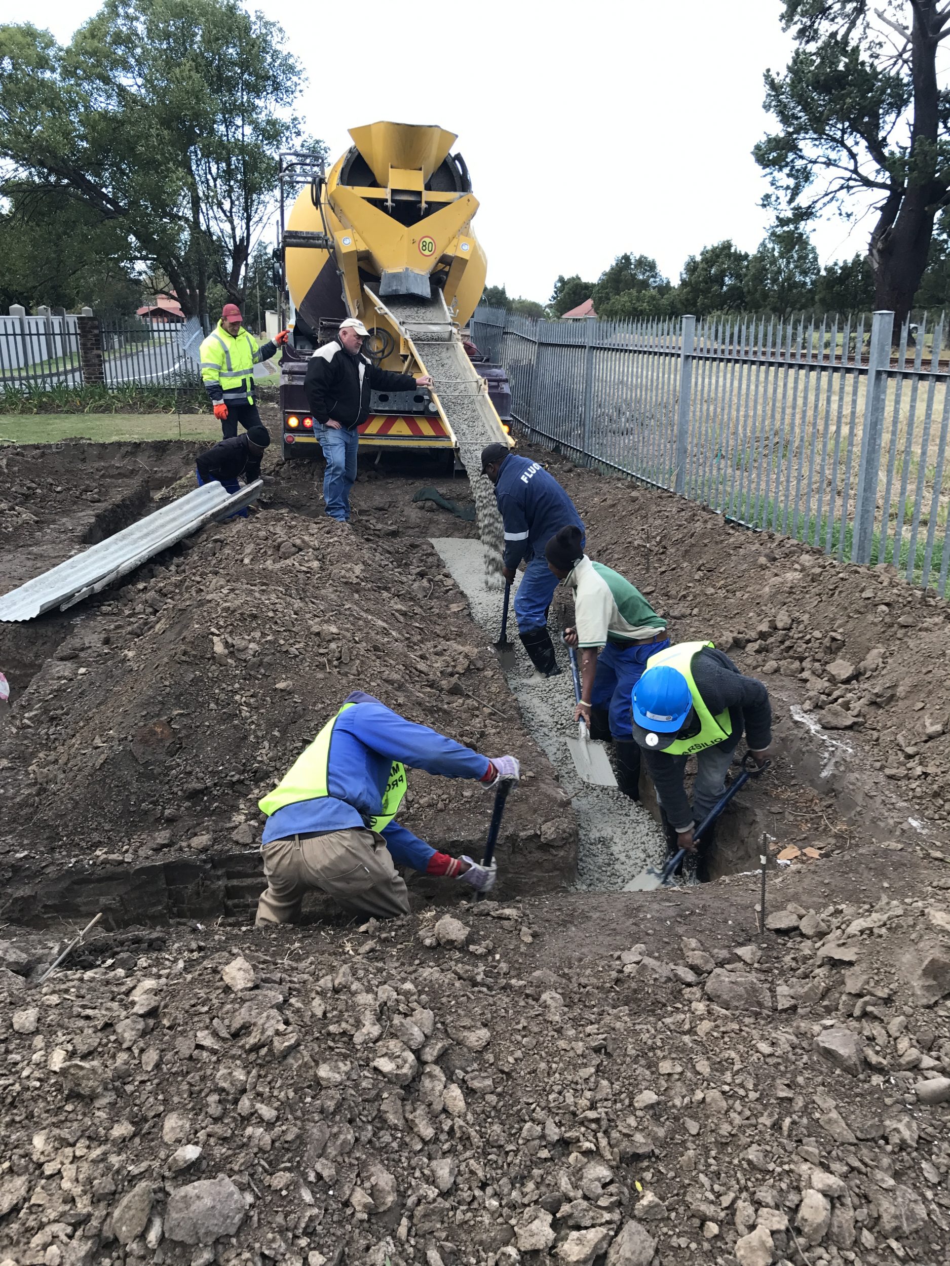 Pouring of foundation